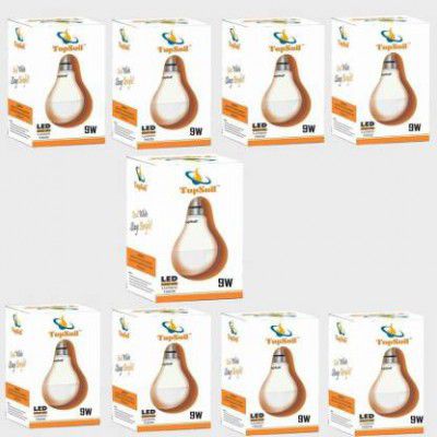 TopSoil 9 W Standard B22 LED Bulb  (White, Pack of 9)