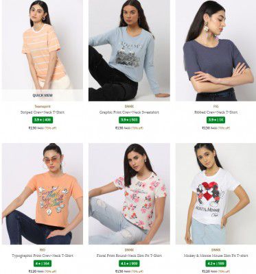 Ajio Loot : Topwear Women's Clothing Under Rs.199
