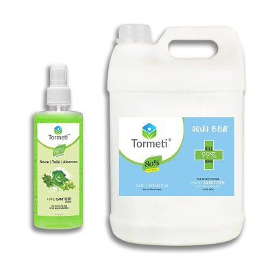 Tormeti Pure & Safe Hand Sanitizer 80% Alcohol - 5 Liter With 200Ml
