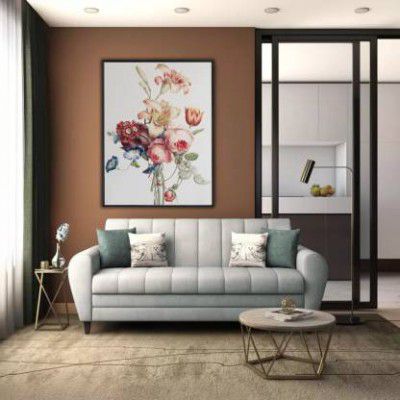 Torque Bali Furniture for Living Room, Office - Grey Fabric 3 Seater Sofa 