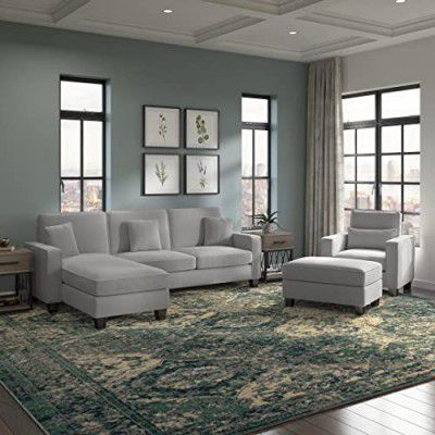 Torque - Moscow 1 Seater + 4 Seater L Shape Fabric Sofa Set (Left Side, Light Grey) | 3 Year Warranty