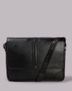 Tortois Geenuine Leather Messenger Bag with Applique Logo (Black)...
