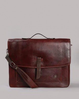 Tortoise Genuine Leather Messenger Bag with Applique Logo (Light Brown)