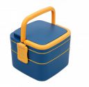 Tosaa Double-Layer Square Lunch Box with Handle, 2 Compartment Tiffin with Handle & Push Lock, Plastic Tiffin Box for Travelling, School Kids (Multicolor)...