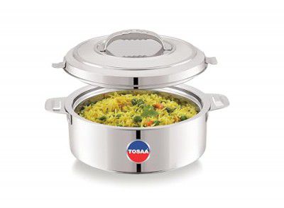 TOSAA keep warm Double Wall Insulated Stainless Steel Casserole, 1900ml Roti Rice