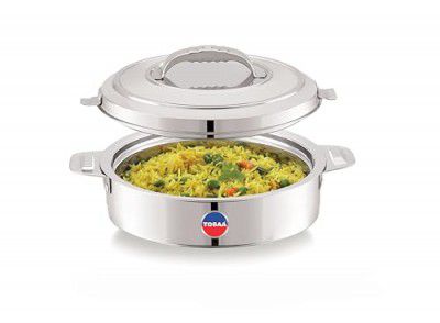 TOSAA keep warm Double Wall Insulated Stainless Steel Casserole, 1400ml Roti Rice Desert store n serve for Kitchen, Hot Case/box with Steel Lid, Silver touch, Hot Pot, Chapathi taste saver box/pot, tw