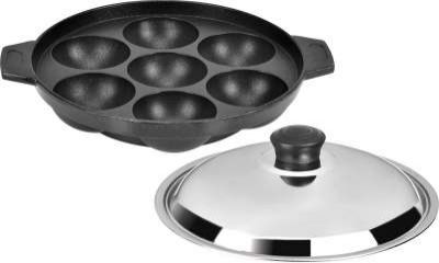 Tosaa Non stick 7 cavity appam patra with lid, 17 cm (200 grms)