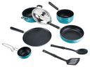 Tosaa Popular Nonstick Cookware 8 Pcs Gift Set Amber Includes 1 -Flat Tawa, 1- Kadhai, 1 -Frying pan, 1- Sauce pan, 1 - Tadka pan, 1 - Stainless Steel Lid, 2 - Spatula...