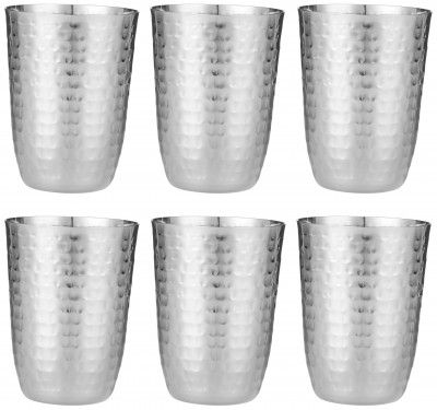 Tosaa Stainless Steel Deluxe Hammered Finish Glasses Pack of 6 - Non-Reactive Material