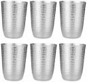 Tosaa Stainless Steel Deluxe Hammered Finish Glasses Pack of 6 - Non-Reactive Material...