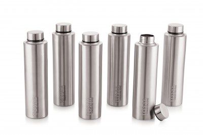Tosaa Super Single Wall Stainless Steel Bottle, Set of 6, 900 ml Each, Silver