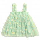 TotzTouch Baby Girls Dress | Frock Cami Strap Flared Printed Net Sleeveless Gown 3 Set (Baby Blue, Pink, Green)...