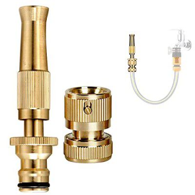 TOUARETAILS Brass Nozzle Water Spray Gun 1/2 Twist Water Jet Hose Nozzles Hose Pipe Spray Gun High Pressure Water Gun for Car,Bike