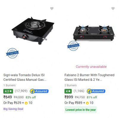 Toughened glass Steel Manual Gas Stove Starting @ ₹649