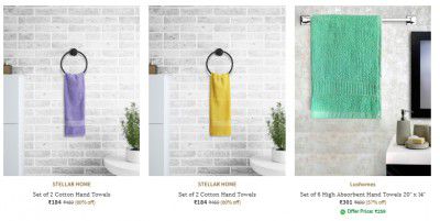  Towel Sets upto 60% off starting From Rs.184 