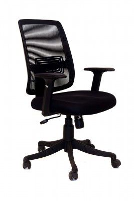 Townsville Catania Medium Back Ergonomic Office Chair Adjustable ARM (Black, Co Polymer)