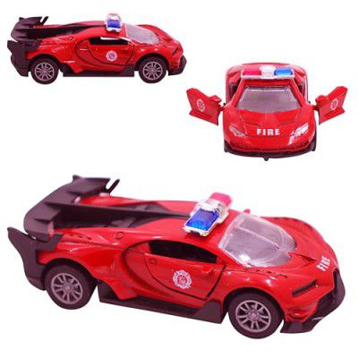 Toy Cloud Bugatti Fire Brigade Car 1:32 Scale Die-Cast Metal Toy with Opening Doors and Pull Back Action Realistic Toy Car