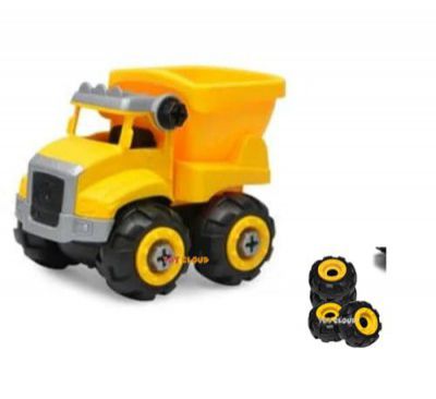 Toy Cloud DIY Do It Yourself Construction Vehicle Play Dumper Truck with Screwdriver, Unbreakable Plastic Assembly STEM Learning Toy