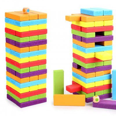 Toy Imagine™ Colorful Wooden Stacking Games Building Blocks For Kids And Adults|Balancing Puzzles Toys|Wood Tumbling Tower 