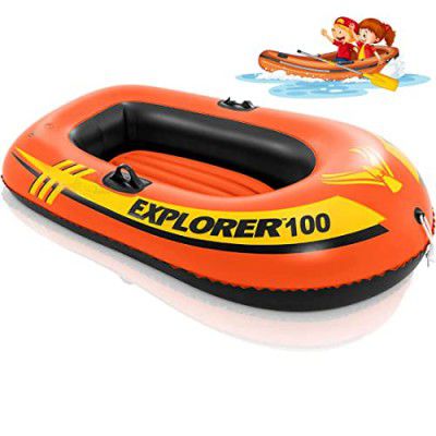 Toy Imagine Explorer 100 1 Person Portable Orange Inflatable Poly Vinyl, Kids Adventure, Rafting, Small Boats for Pools and Lakes