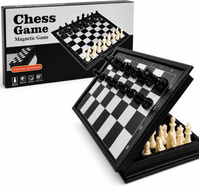 Toy Imagine Magnetic Chess Board Game – Folding Travel Chess Set with Pieces Storage 