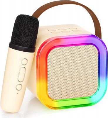 Toy Imagine Rechargeable Karaoke Mic with Speaker | Wireless Mini Portable Bluetooth Mic with RGB LED Lights 