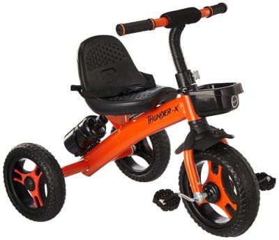 Toy Zone Thunder-X Tricycle-Orange| Kids Baby Cycle | Push Cycle with Front Basket