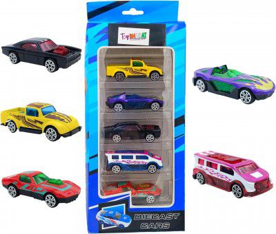 ToyBharat Free Wheel Metal Car Set of 5 in Multicolour with Pullback Action is a Fun and Safe Toy Set for Kids. Compact