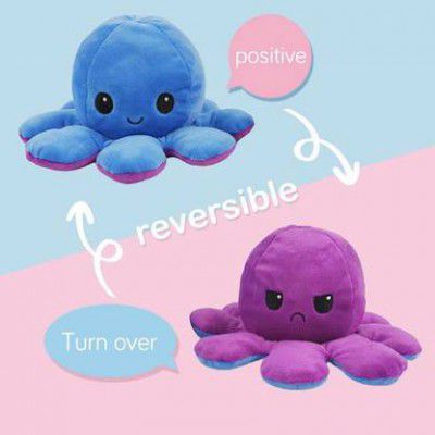 Toyingly Cute reversible blue purple octopus soft stuffed toy - 25 cm  (Blue, Purple)