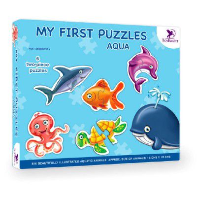 ToyKraft Kids My First Animal Puzzles Game - Sea Animals, Puzzles, Educational Toys for Educational Toys, Animal Puzzles for Kids Age 2, Jigsaw Puzzles for Kids for Age 3, 2 Piece