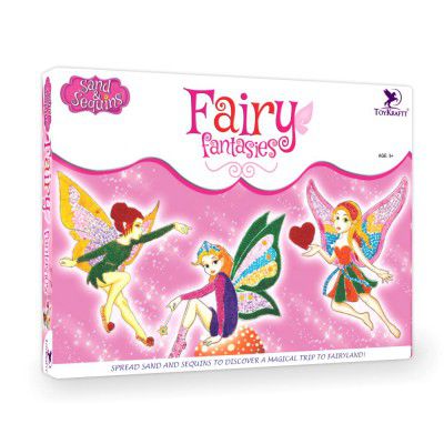 ToyKraft: Pictured in Sand & Sequin - Fairy Fantasies | Art and Craft Kit | Gift for Girls | Craft Activity Kit for 5+ Year Old