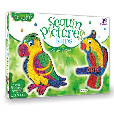 ToyKraft: Toddler Activity Kit, Gift for Girls Boys, Art and Craft for 3-5 Year olds, Sequin Craft Pictures - Birds