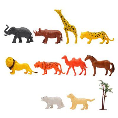 ToyMagic Animal Set 12Pcs - Wild Animal Figures (10 pcs) with Accessories