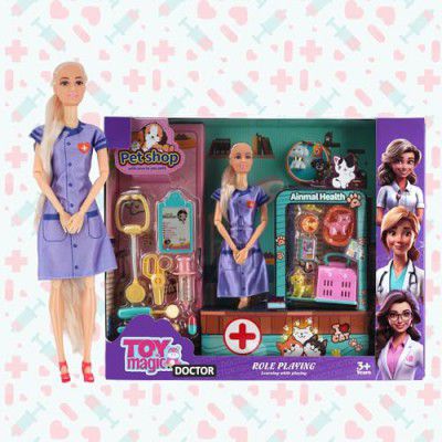 ToyMagic Doctor Playset with Doll - Fun Medical and Pet Care Kit for Kids - Be a Doctor and Care - Great Educational Gift for Little Healthcare Heroes