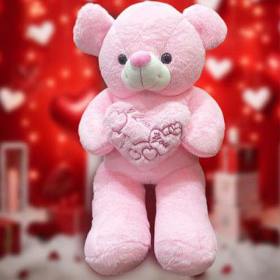 ToyMagic Teddy Bear with Heart - Pink - 55 cm | Soft Toy | Lovable Huggable Cute Teddy Bear Plush Toy