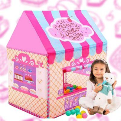 ToyMagic Waffle Lane Kids Play Theme Foldable Tent House for 2 3 5 6 to 8 Years Old Girls Boys