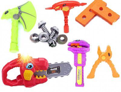 Toys Bhoomi 13Pcs Model Building Dinosaur Figures Hammer Saw & Nailing Toys for Baby Infants & Toddlers Playset