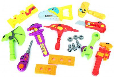 Toys Bhoomi 18 Piece Take Apart Dinosaur Puzzle Kids Play Tools Toy for Children Nailing and Hammering Games (661-350)