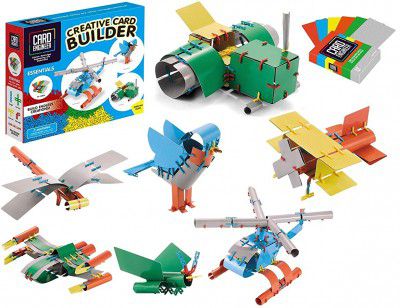 Toys Bhoomi 3D Card Building Kit Paper Art Craft STEM Game Cardboard Construction Blocks Preschool Art Toys DIY Family Crafts Kit Creative by Connecting The Cards by Clips