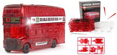 Toys Bhoomi 3D Crystal Double Decker London Bus Building Blocks Luminous Jigsaw Puzzle Toy Model Bricks Figures for Kids Above 3 Years - 54 PCS