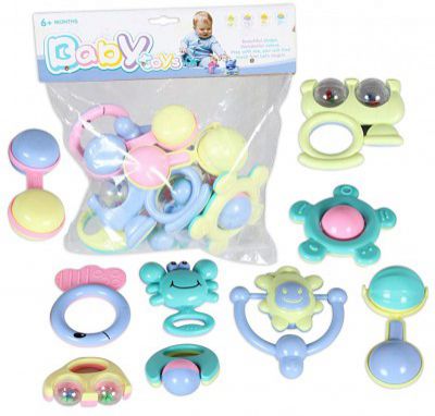 Toys Bhoomi ABS Plastic BPA-Free Safe & Non-Toxic Baby Rattle Sound Toy - Blue 9 Piece