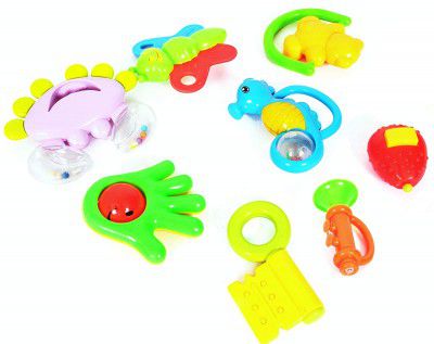 Toys Bhoomi Infant and Toddlers Baby Rattle 8 Piece Sound Toy - BPA Free, 100% Safe & Non-Toxic