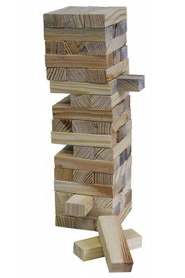 Toys Treasure Large Pine Wood 54 Plain Classic Blocks Stacking Game for Adults and Kids; 28 x 8.50 cm, Multicolor