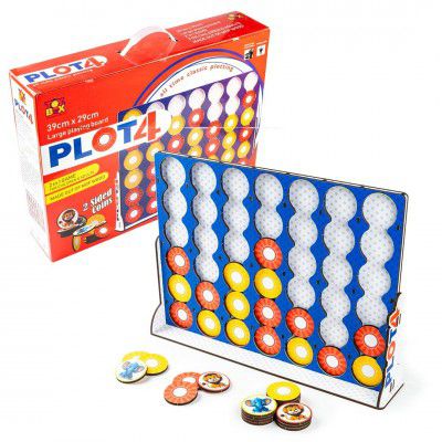 Toysbox Wooden Plot 4 Board Game, 2in1 Double-Sided Coins