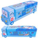 Toyshine Cartoon Printed School Bus Matal Pencil Box with Moving Tyres and Sharpner for Kids - Blue...