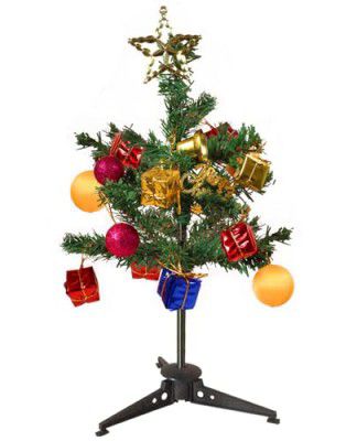 Toyshine Christmas Party Decoration 1 Ft Tall Christmas Tree with 12 Pcs Decoration Items and 10 Christmas Hats X-Mas Decoration Toy for Kids