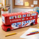 Toyshine Double Decker London Bus Metal Pencil Box With Moving Tyres And Sharpner For Kids - Red...