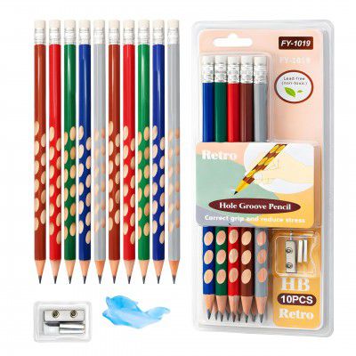 Toyshine HB Pencil Set with Erasers on Top 
