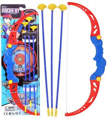 Toyshine Small Size Archer Bow and Arrow Set with 3 Suction Arrows (Multicolour, 21 Inch) - B