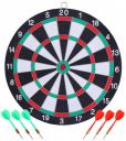 Toyshine Wooden Double Sided 12 inch Dart Board Family Game Set with 4 Steel Tip Needle for Kids and Adults ...